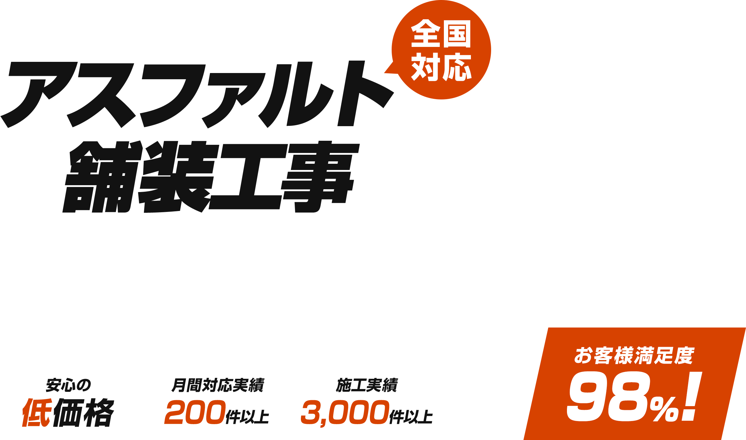 アスファルト舗装工事なら低価格で1年保証|お庭から大型駐車場まで大小問わず対応